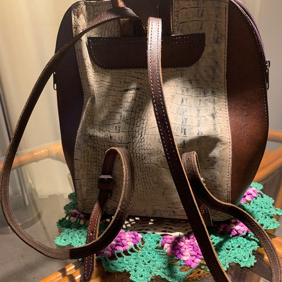 Handmade Leather Backpack | Snake print main image 4